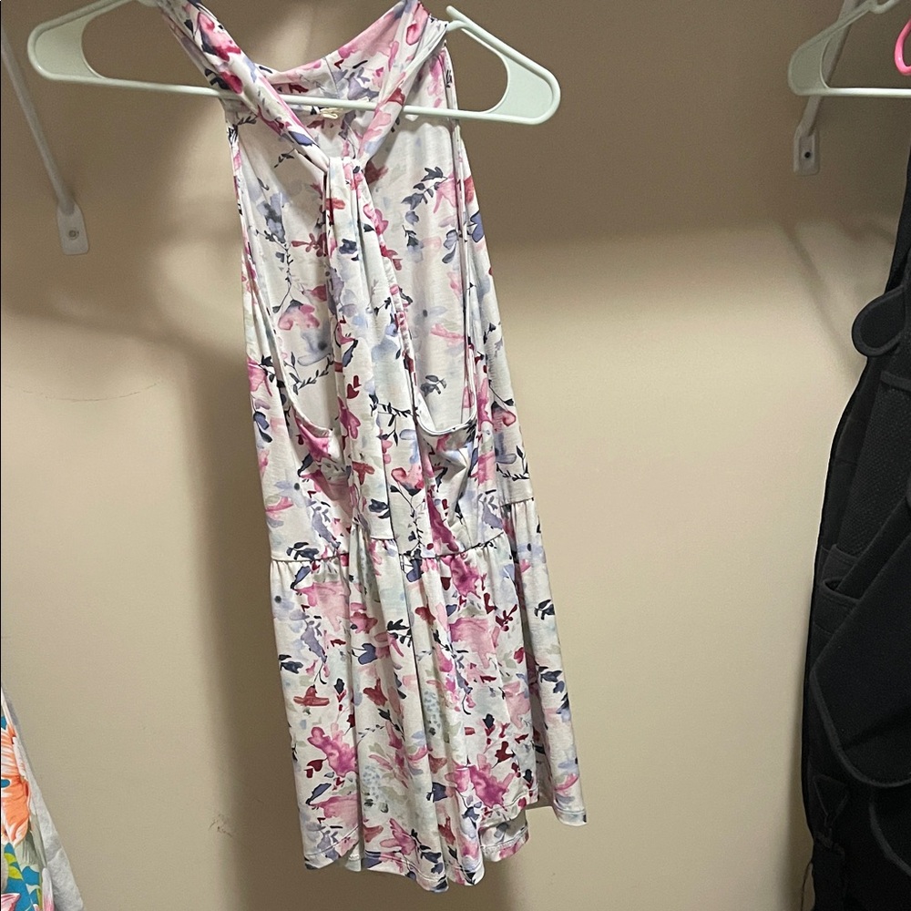 Floral Sleeveless Blouse - Pink and White